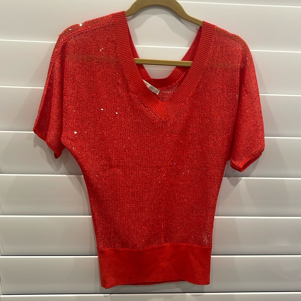Red Boston Proper dolman top with sparkles size XXS